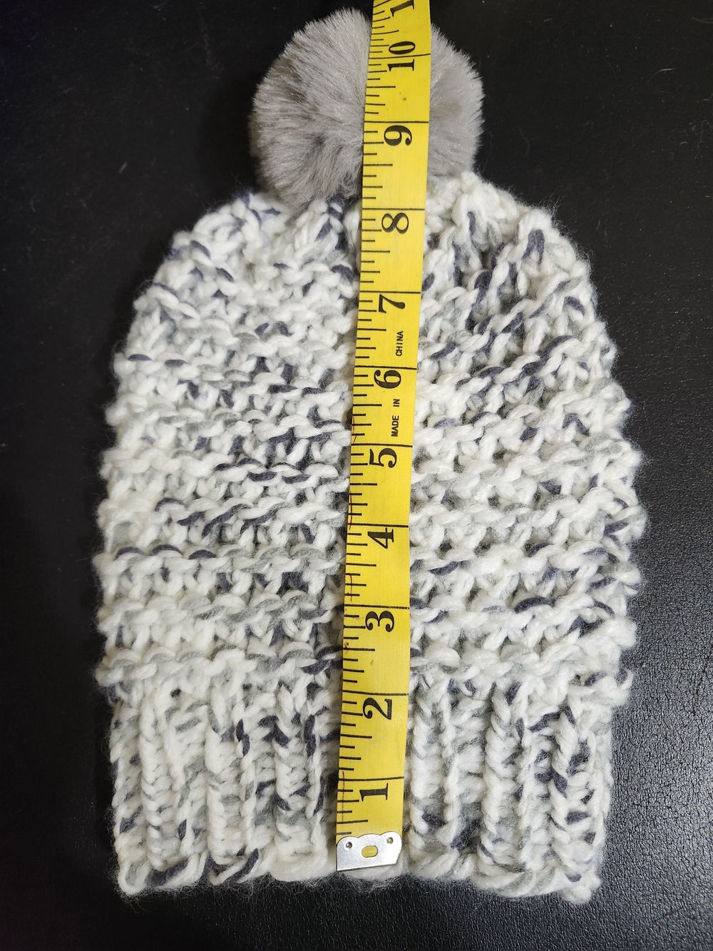 Cozy Grey Pom Pom Knit Beanie - Kids - Picture 4 of 4